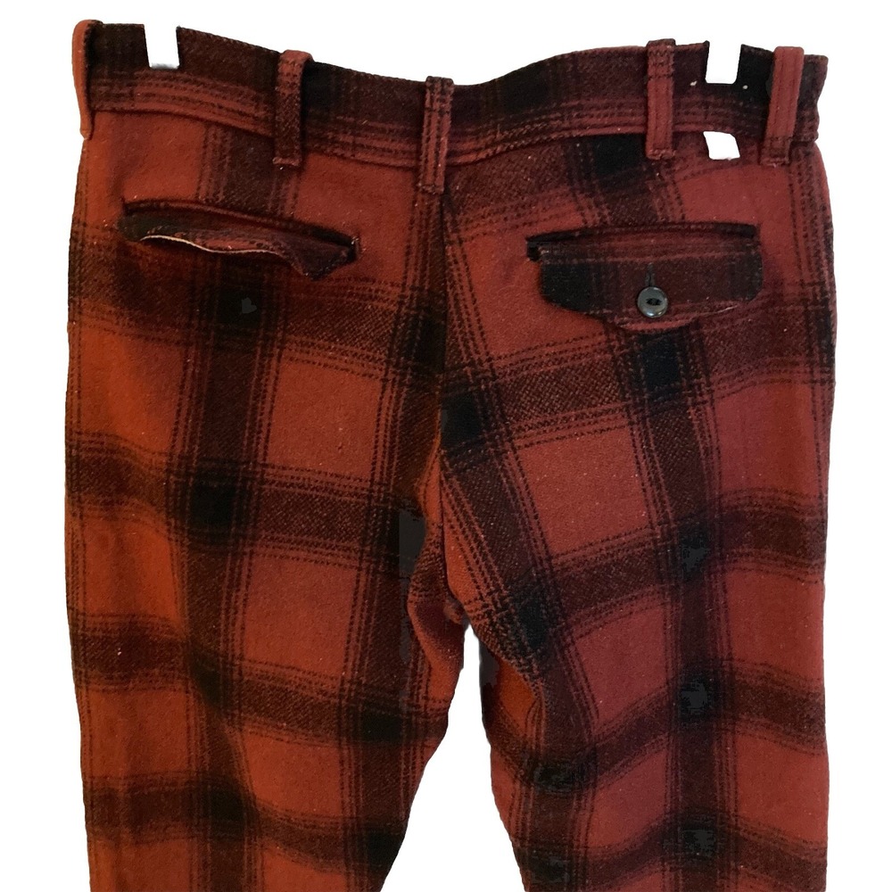 Vtg Big Bill Wool Blend Hunting Pants Mens 34 x 30 Red Plaid w/ FLAW Canada Made - Picture 6 of 16